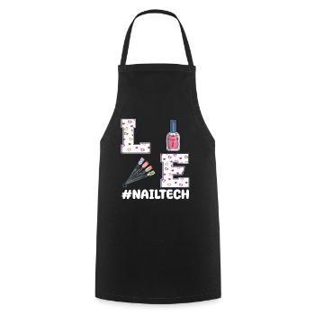 Technicienne des ongles Design de la Saint-Valentin - Tablier de cuisine - noir - Devant - AI Model Male 185 dark (185cm)