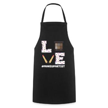 Valentine's Day Makeup Artist Design - Cooking Apron - black - Front - AI Model Male 185 dark (185cm)