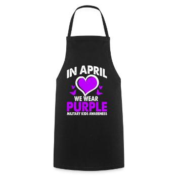 In April we wear purple - Cooking Apron - black - Front - AI Model Male 185 dark (185cm)