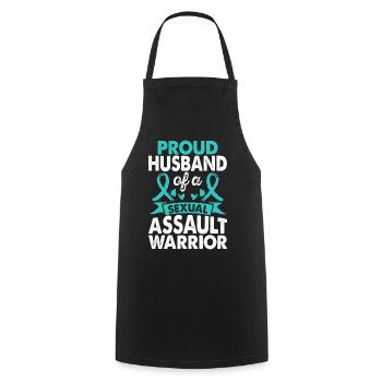 Husband of Sexual Assault Warrior Awareness Teal - Cooking Apron - black - Front - AI Model Male 185 dark (185cm)