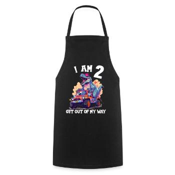 T-Rex Drives Monster Truck I'm 2nd Birthday - Cooking Apron - black - Front - AI Model Male 185 dark (185cm)