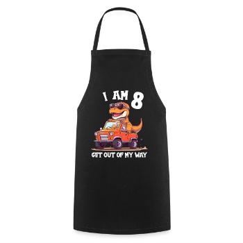 T-Rex conduit un camion monstre J’ai 8e anniversaire - Tablier de cuisine - noir - Devant - AI Model Male 185 dark (185cm)