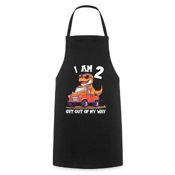 T-Rex Drives Monster Truck I'm 2nd Birthday - Cooking Apron - black - Front - AI Model Male 185 dark (185cm)
