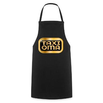 TAXI OMI TAXIFAHRERIN OMA - Kochschürze - Schwarz - Vorne - AI Model Male 185 dark (185cm)