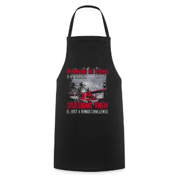 Optimizing RC planes is my Therapy Model Airplane - Cooking Apron - black - Front - AI Model Male 185 dark (185cm)