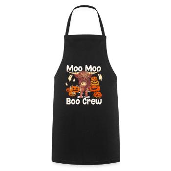 Schottische Hochlandkuh Moo Moo Boo Crew Halloween - Kochschürze - Schwarz - Vorne - AI Model Male 185 dark (185cm)