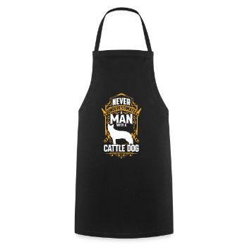 Underestimating Man with Australian Cattle Dog - Cooking Apron - black - Front - AI Model Male 185 dark (185cm)