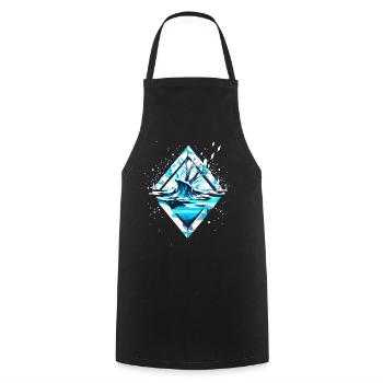 Paysage hivernal de cristal de glace de neige - Tablier de cuisine - noir - Devant - AI Model Male 185 dark (185cm)