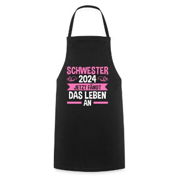 Werdende Schwester 2024 - Kochschürze - Schwarz - Vorne - AI Model Male 185 dark (185cm)