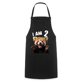 2 Years Little Red Panda Pandas 2nd Birthday - Cooking Apron - black - Front - AI Model Male 185 dark (185cm)