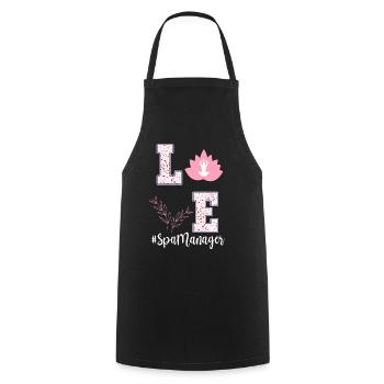 Love Spa Manager Valentine's Day T-shirt - Cooking Apron - black - Front - AI Model Male 185 dark (185cm)