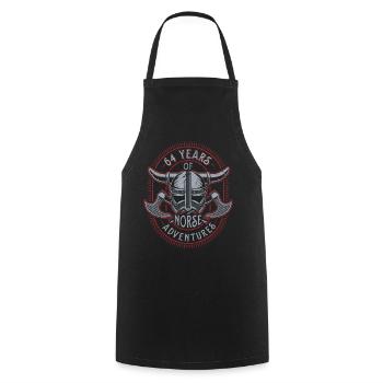 64 Years of Norse Adventures - 64th Birthday - Cooking Apron - black - Front - AI Model Male 185 dark (185cm)