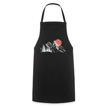 Purpurrote Sonne über schneebedeckten Gipfeln - Kochschürze - Schwarz - Vorne - AI Model Male 185 dark (185cm)