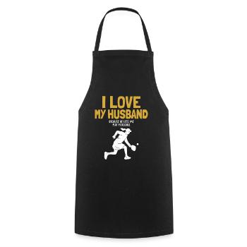 I Love My Husband Pickleball Pickleball Professional - Cooking Apron - black - Front - AI Model Male 185 dark (185cm)