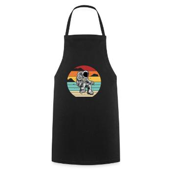 Retro Cosmonaut Spaceship Taikonaut Spaceman - Cooking Apron - black - Front - AI Model Male 185 dark (185cm)