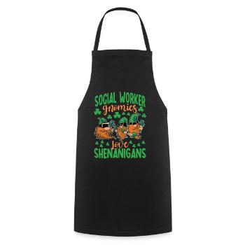 Gnomies des travailleurs sociaux Fête de la Saint-Patrick - Tablier de cuisine - noir - Devant - AI Model Male 185 dark (185cm)