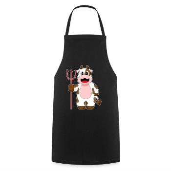Vache Halloween Devil Trident - Tablier de cuisine - noir - Devant - AI Model Male 185 dark (185cm)