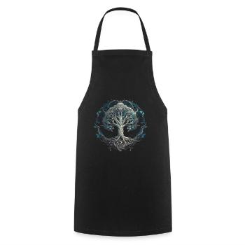 Arbre de vie Yggdrasil Viking Midgard Thor - Tablier de cuisine - noir - Devant - AI Model Male 185 dark (185cm)