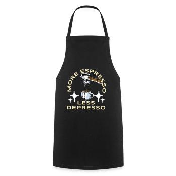 Espresso, Cappuccino, Latte, Kaffee, Geschenkidee - Kochschürze - Schwarz - Vorne - AI Model Male 185 dark (185cm)