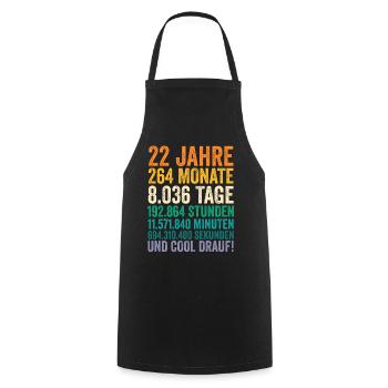 22 Jahre Zweiunszwanzigster Geburtstag - Kochschürze - Schwarz - Vorne - AI Model Male 185 dark (185cm)