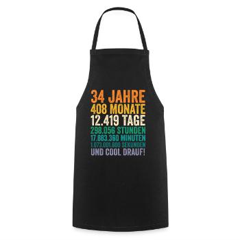 34 Jahre Vierunddreißigster Geburtstag - Kochschürze - Schwarz - Vorne - AI Model Male 185 dark (185cm)