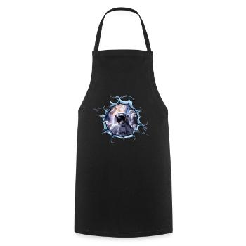 Taikonaut, Cosmonaut, Spaceship, Spaceman - Cooking Apron - black - Front - AI Model Male 185 dark (185cm)