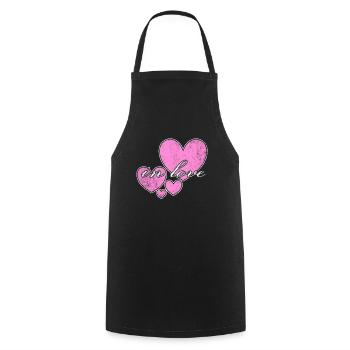 Hearts in Love Hearts - Cooking Apron - black - Front - AI Model Male 185 dark (185cm)