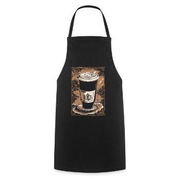 Coffee in Ukiyo-E Japan Style Coffee Lovers - Cooking Apron - black - Front - AI Model Male 185 dark (185cm)