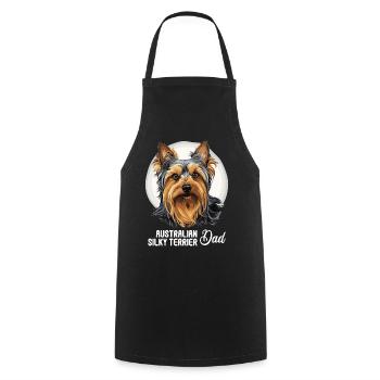 Australian Silky Terrier - Cooking Apron - black - Front - AI Model Male 185 dark (185cm)