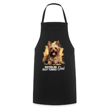 Australian Silky Terrier - Cooking Apron - black - Front - AI Model Male 185 dark (185cm)
