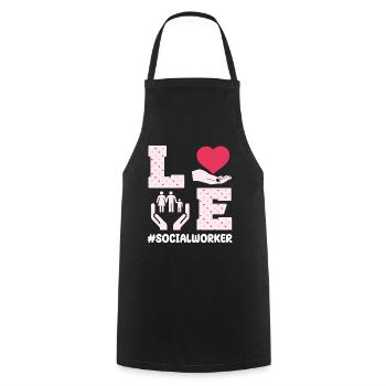 Belle école Travailleur social Saint-Valentin - Tablier de cuisine - noir - Devant - AI Model Male 185 dark (185cm)