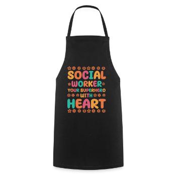 Funny social worker saying - Cooking Apron - black - Front - AI Model Male 185 dark (185cm)