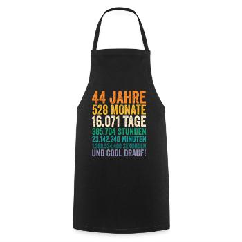 44 Jahre Vierundvierzigster Geburtstag - Kochschürze - Schwarz - Vorne - AI Model Male 185 dark (185cm)