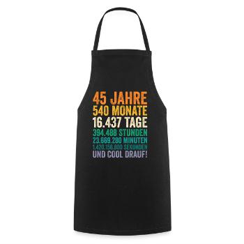 45 Jahre Fünfundvierzigster Geburtstag - Kochschürze - Schwarz - Vorne - AI Model Male 185 dark (185cm)