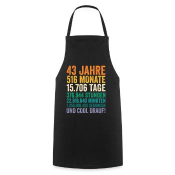 43 Jahre Fünfundvierzigster Geburtstag - Kochschürze - Schwarz - Vorne - AI Model Male 185 dark (185cm)