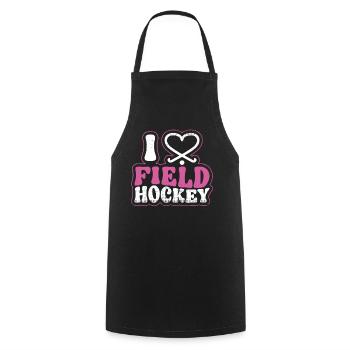 Field Hockey Heart I Love Field - Cooking Apron - black - Front - AI Model Male 185 dark (185cm)
