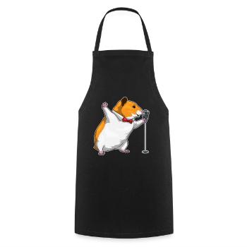 Chanteur de hamster Chant au micro - Tablier de cuisine - noir - Devant - AI Model Male 185 dark (185cm)