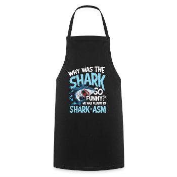 Why Was The Shark So Funny Fluent In Shark- - Kochschürze - Schwarz - Vorne - AI Model Male 185 dark (185cm)
