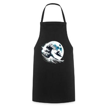 Astronaut Surfer Mond Wellenreiter - Kochschürze - Schwarz - Vorne - AI Model Male 185 dark (185cm)