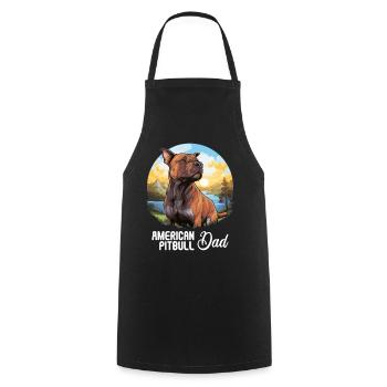 Dog American Pitbull - Cooking Apron - black - Front - AI Model Male 185 dark (185cm)