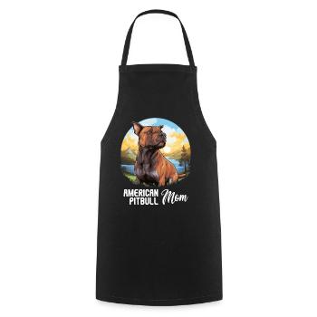 Dog American Pitbull - Cooking Apron - black - Front - AI Model Male 185 dark (185cm)