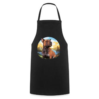 Dog American Pitbull - Cooking Apron - black - Front - AI Model Male 185 dark (185cm)