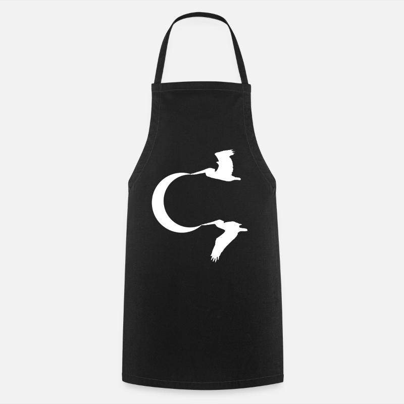 Les oiseaux et la lune - Tablier de cuisine - noir