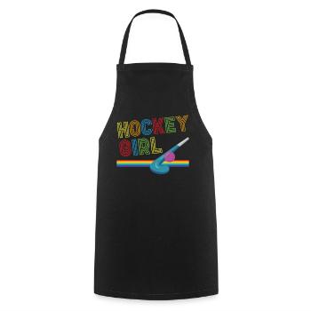 Hockey sur gazon Retro Hockey Fille - Tablier de cuisine - noir - Devant - AI Model Male 185 dark (185cm)