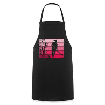 Terrain de jeu de hockey sur gazon pour filles - Tablier de cuisine - noir - Devant - AI Model Male 185 dark (185cm)
