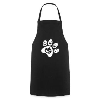 Pumpkin Paw Print Funny Halloween Dog Paw Pumpkin - Cooking Apron - black - Front - AI Model Male 185 dark (185cm)