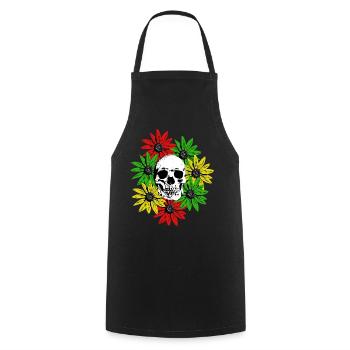 Floral Framed Skull - Cooking Apron - black - Front - AI Model Male 185 dark (185cm)