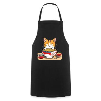 Niedliche asiatische Katze und Ramen Nudeln - Kochschürze - Schwarz - Vorne - AI Model Male 185 dark (185cm)