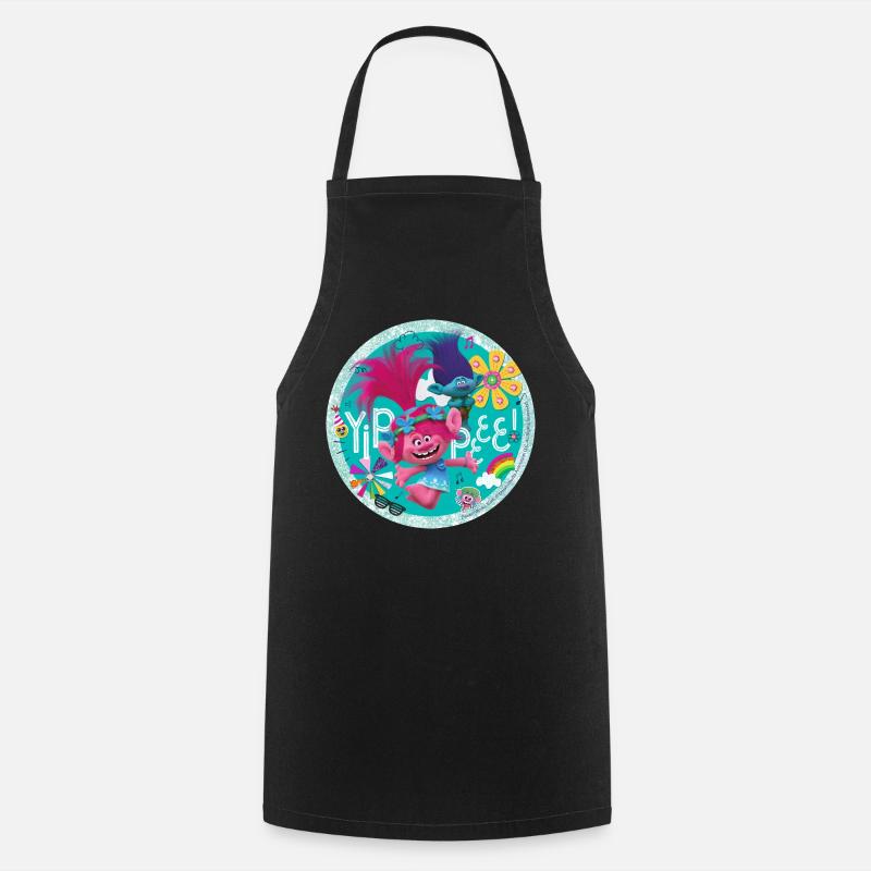 Trolls Yippie Logo Avec Coquelicot And Branch - Tablier de cuisine - noir