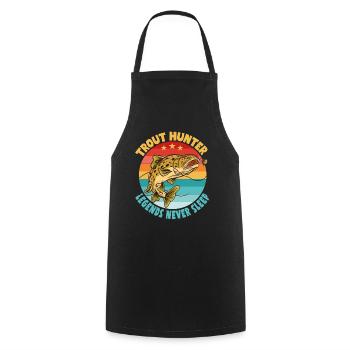 Fishing, Trout, Salmon, Fisherman, Angler, Perch - Cooking Apron - black - Front - AI Model Male 185 dark (185cm)